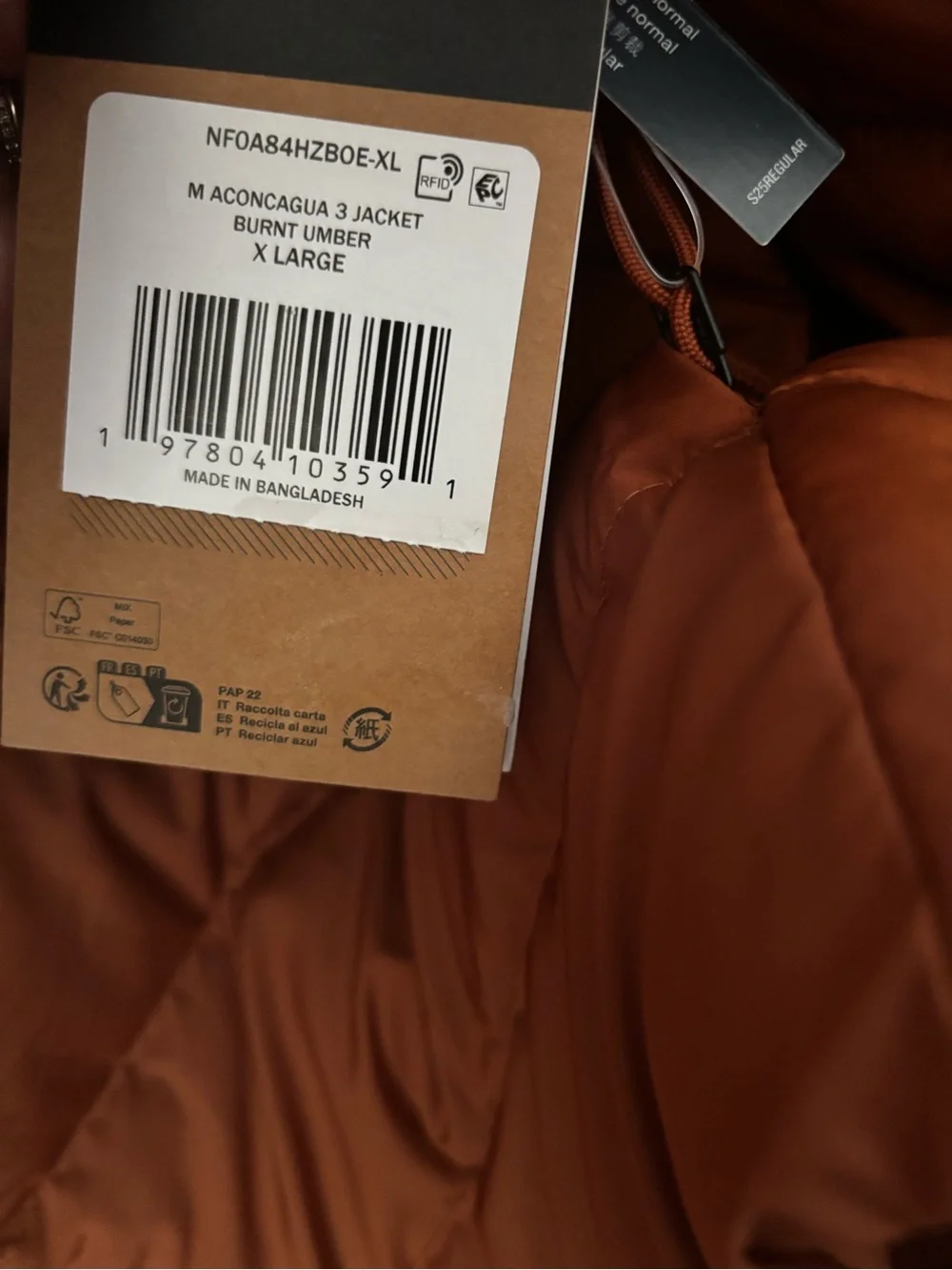 The North Face Men’s Quilted Puffer Jacket — Rust Brown